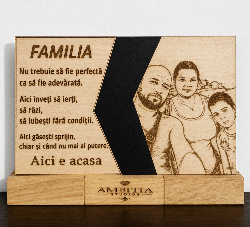 Plachetă personalizată din lemn – fotografie + mesaj